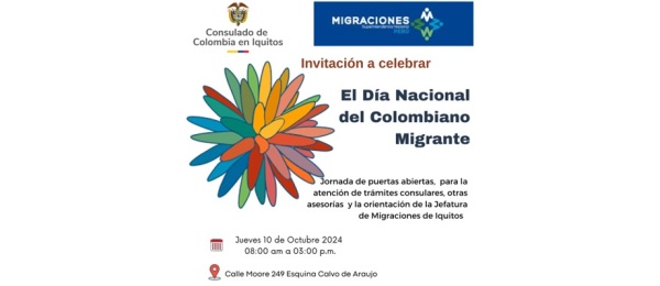 Consulado de Colombia en Iquitos invita al Día Nacional de Colombiano Migrante 