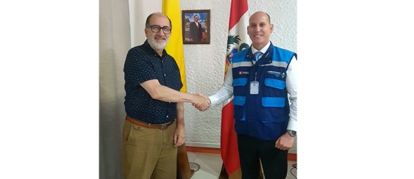 cónsul de Colombia Alberto Bula Bohórquez se reunió con el nuevo Director Zonal de Migraciones de Iquitos Paulo André Ostolaza Mendoza